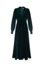 Load image into Gallery viewer, Velvet Grandad Dress Forest Green