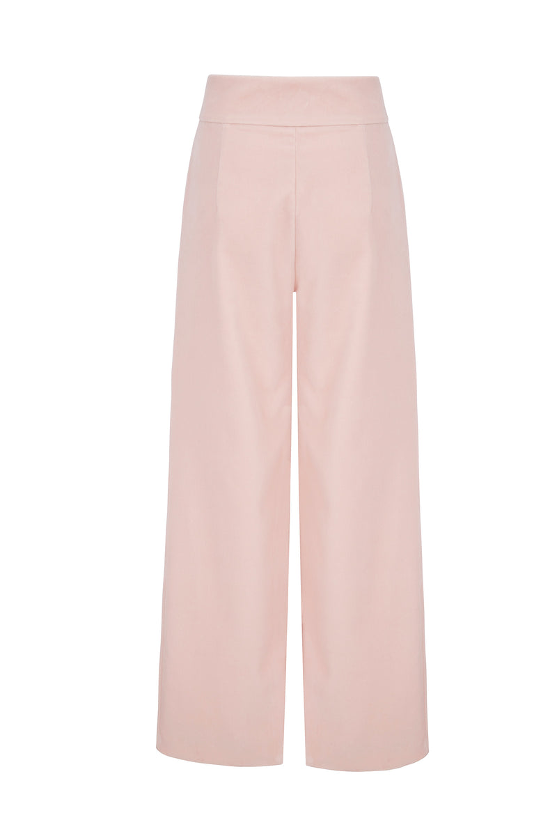 London Tailored | Blush Velvet – Suzannah | Womens Suiting Trousers Luxury Penny Leg Wide