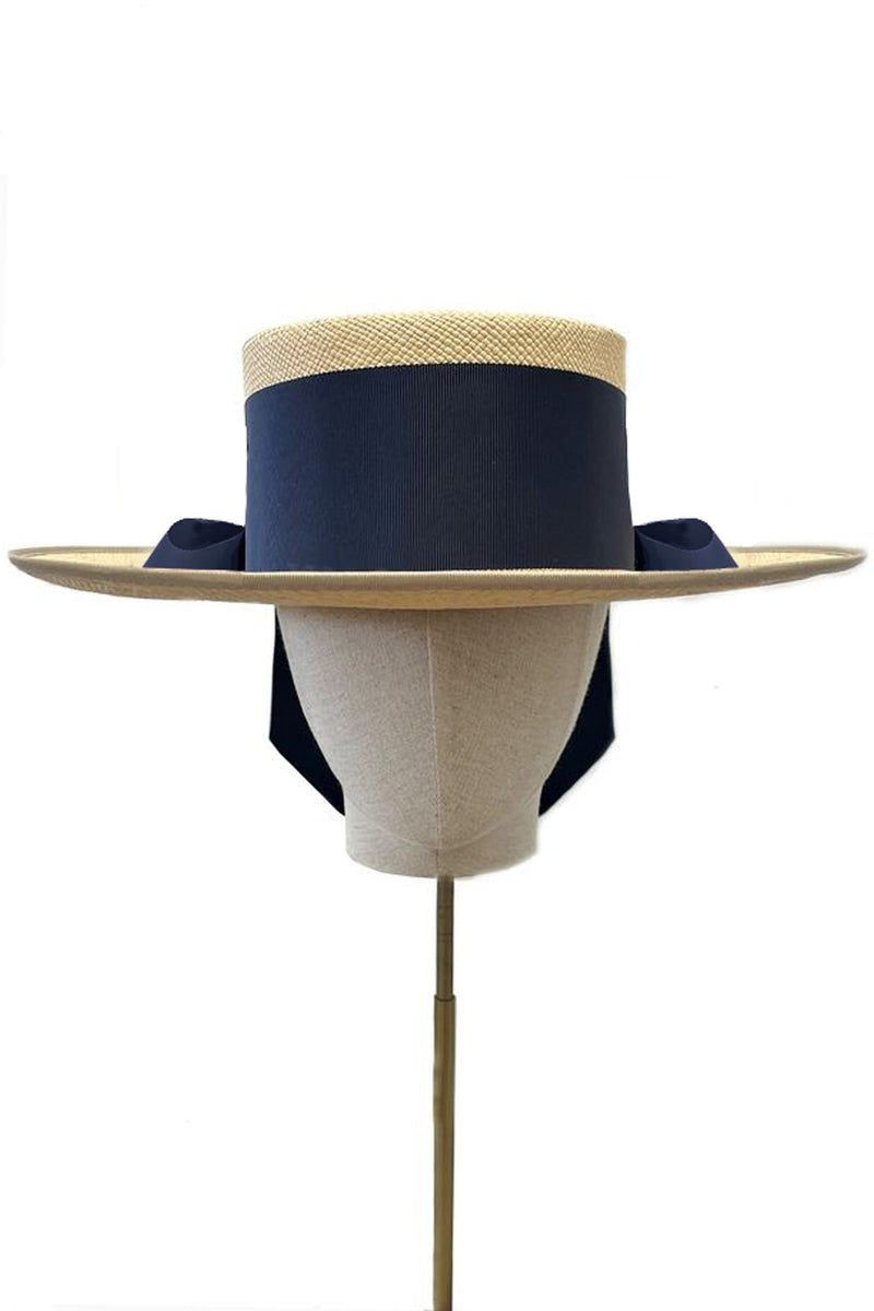 Blue Boater Hat 100% Wool And Removable Pearl And Gold Chain niche-collection-neutral-and-  main image 3
