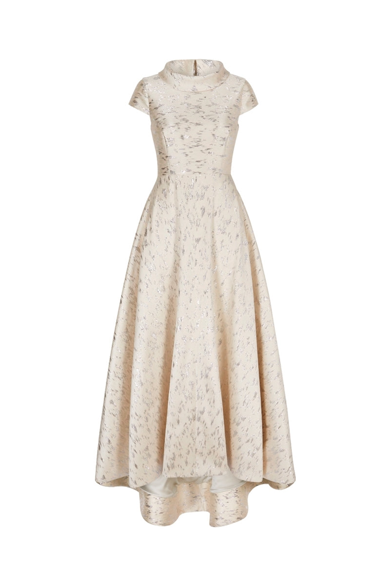 Blythe Long Gown Shattered Glass Jacquard Gold – Suzannah London
