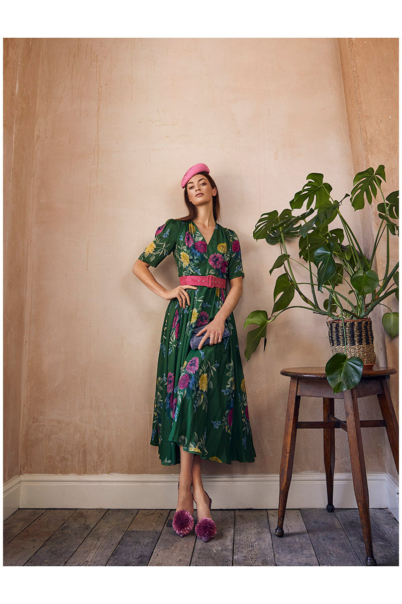 Fuchsia Pink Floral Fabric Belt from Europe NicoBlu® Cosima Sash Belt in Fuchsia Magenta Pink main image 4