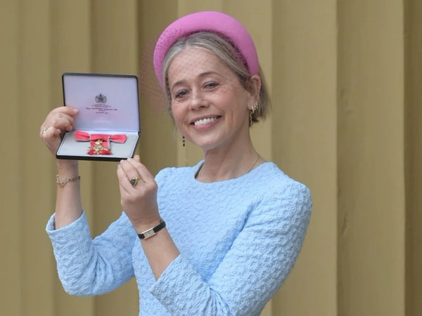 Lisa Armstrong, The Telegraph's Fashion Editor, wears Suzannah London to collect her OBE