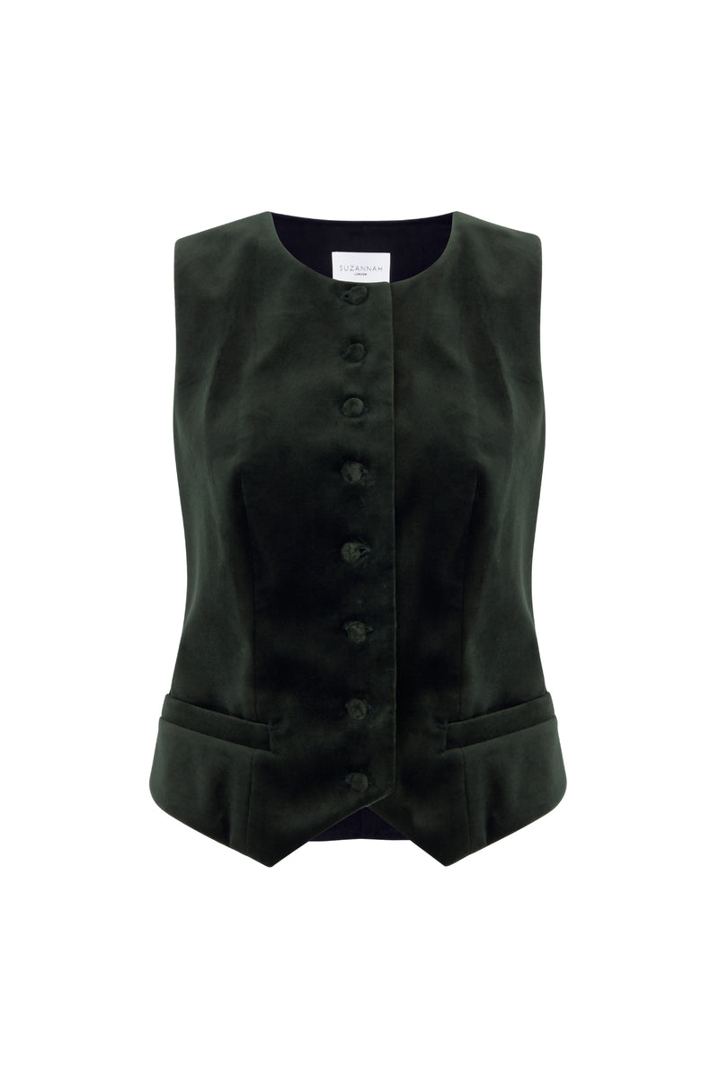 Taylor 25 Waistcoat Olive Velvet
