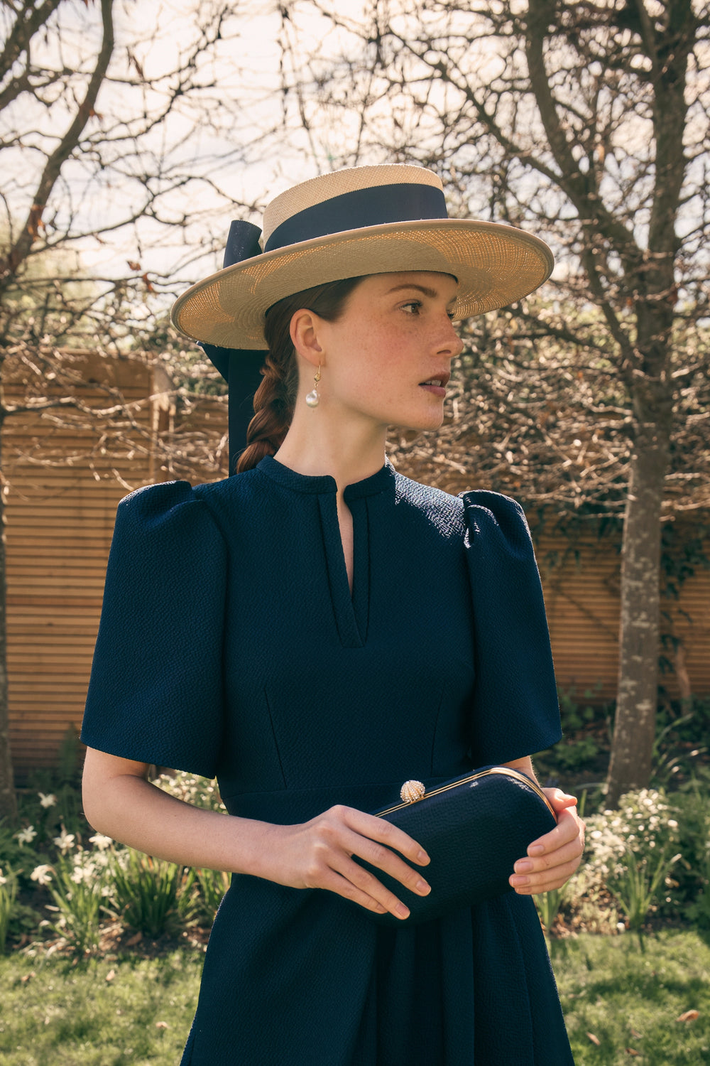 Load image into Gallery viewer, Toulouse Boater Navy x Ruth Ravenscroft