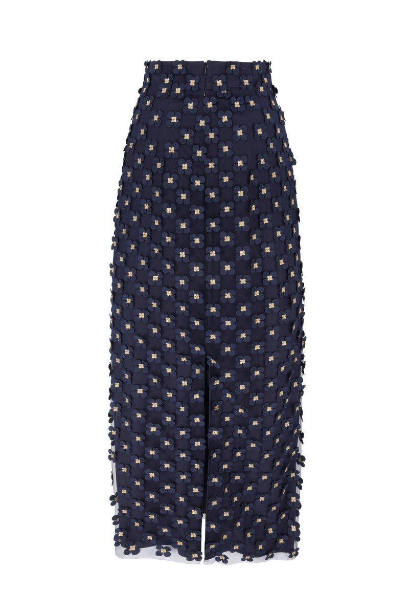 Load image into Gallery viewer, Harmonia Midi Skirt Appliqué Daisy Lace ARCHIVE SALE