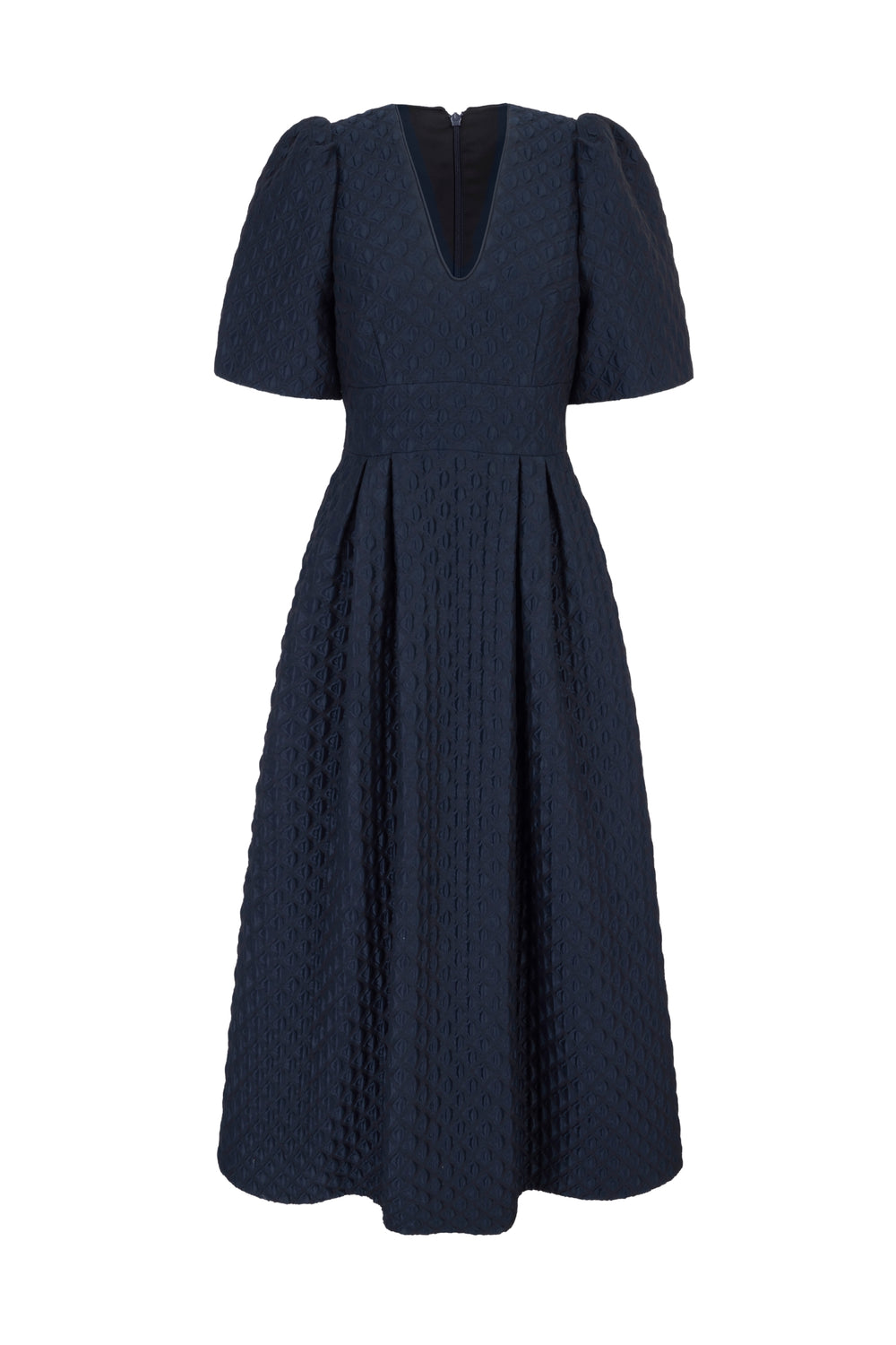 Load image into Gallery viewer, Dorothea Dress Navy Diamond Cloqué