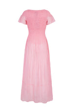 Load image into Gallery viewer, Formentera Plissé Cotton Silk Dress Raspberry ARCHIVE SALE