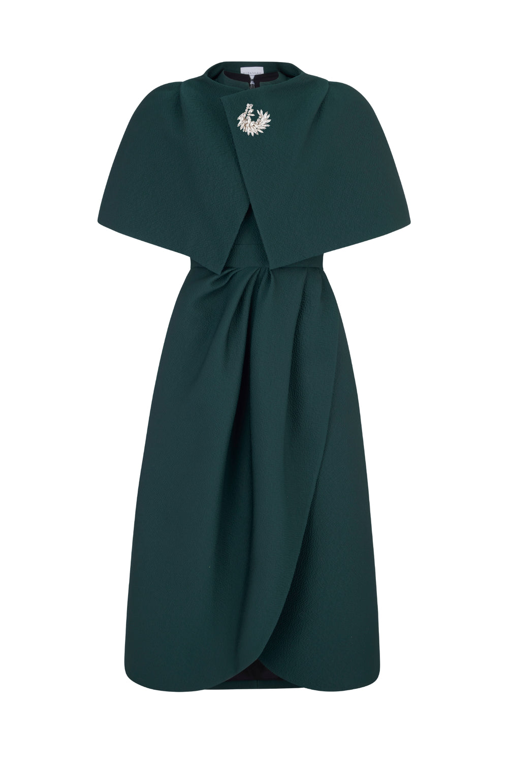 Load image into Gallery viewer, Delphine Forest Green Dress, Cape &amp; Crystal Brooch