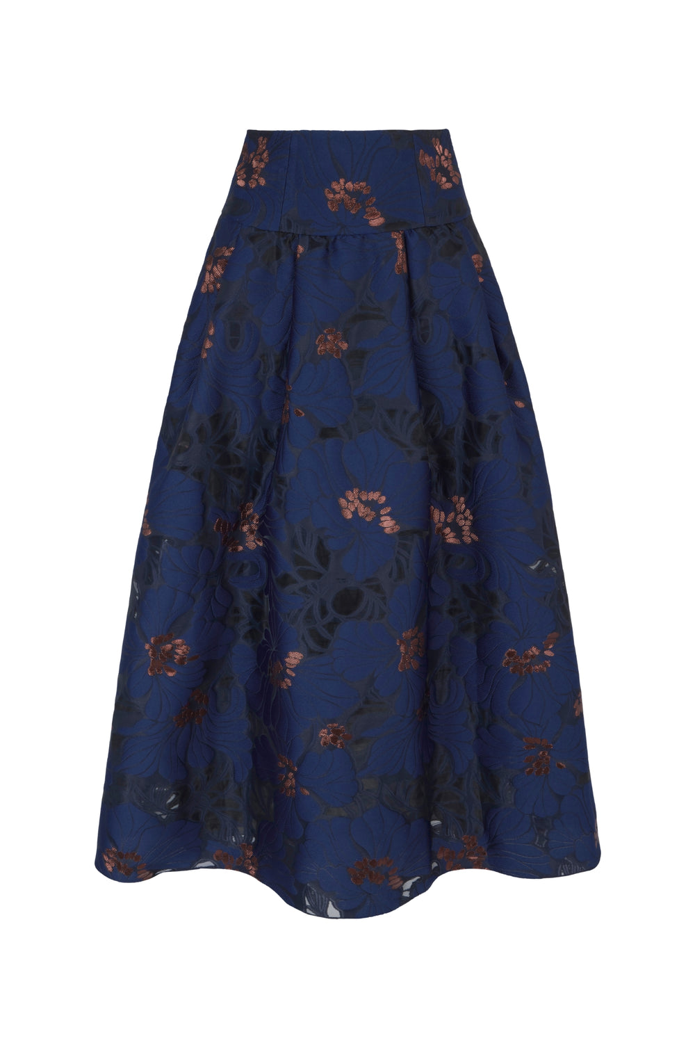 Load image into Gallery viewer, Clara Skirt Navy Floral Fil Coupè