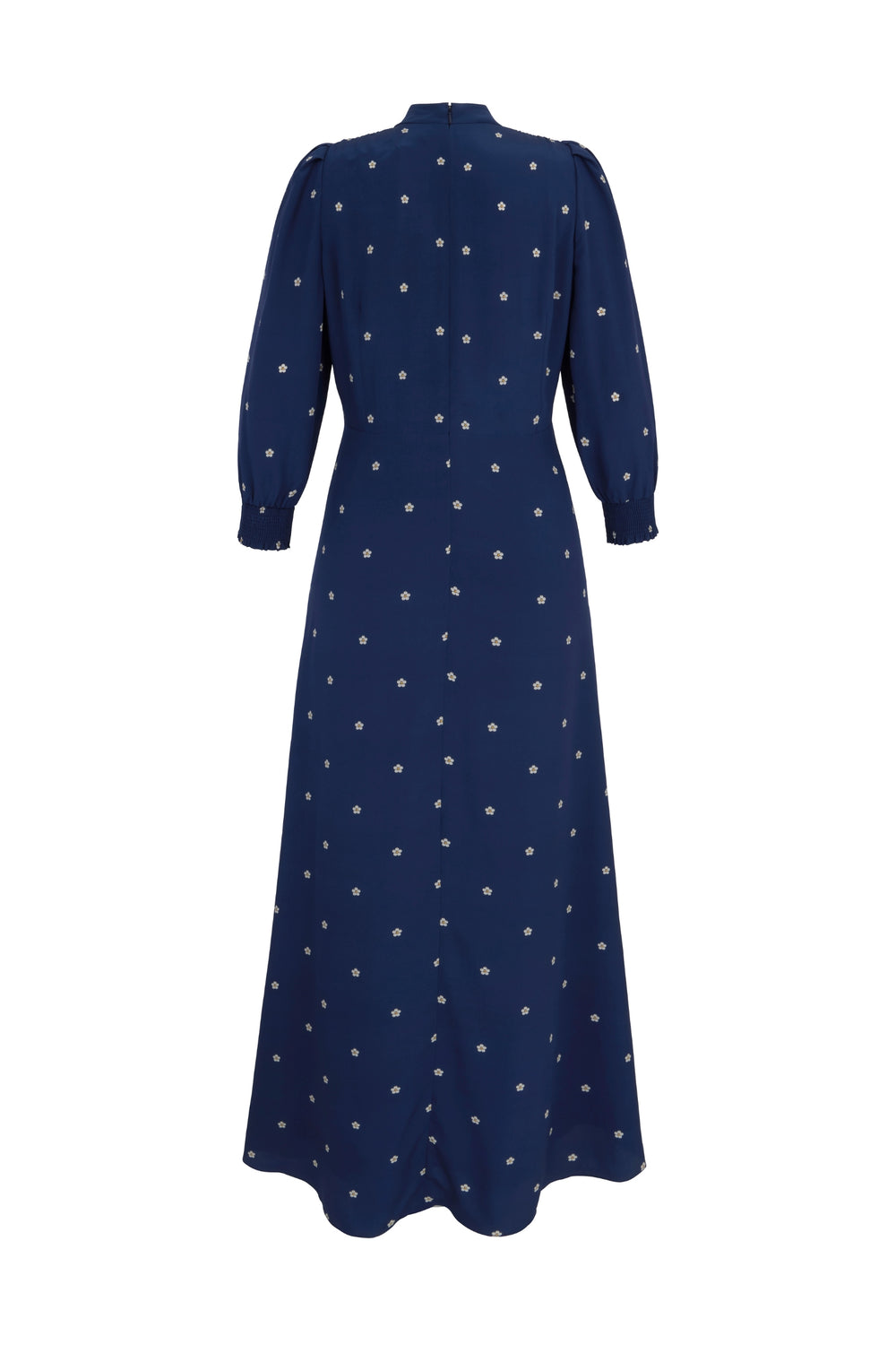 Load image into Gallery viewer, Gabriella Tea Dress Navy Pearl Daisy Dot