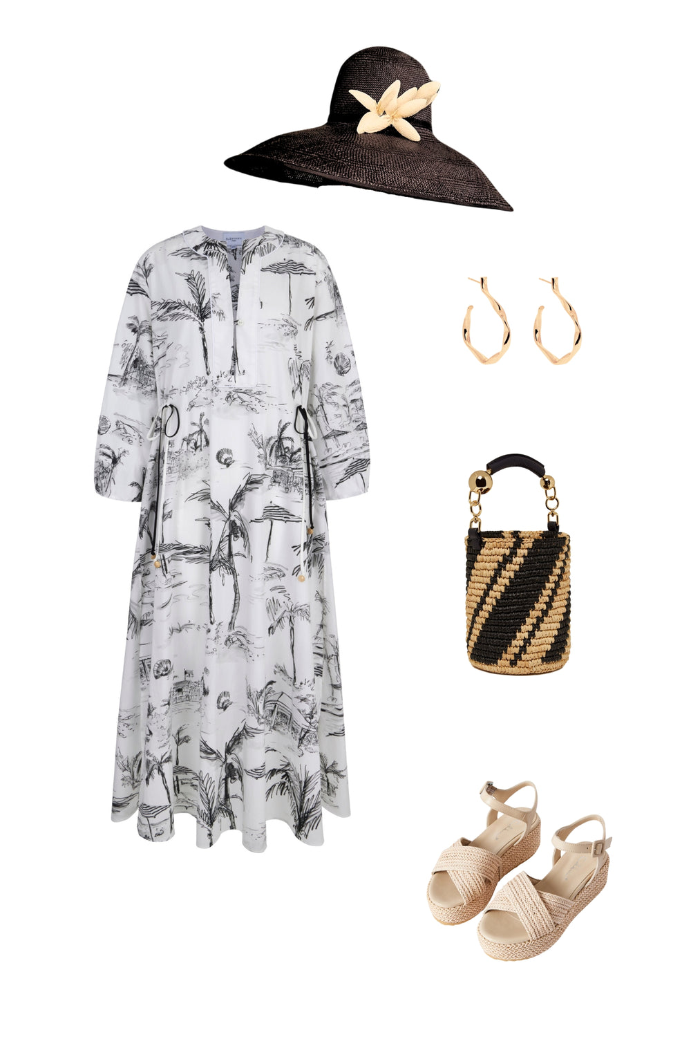 Load image into Gallery viewer, Pandora Bahamas Long Cotton Kaftan Dress x Susannah Garrod