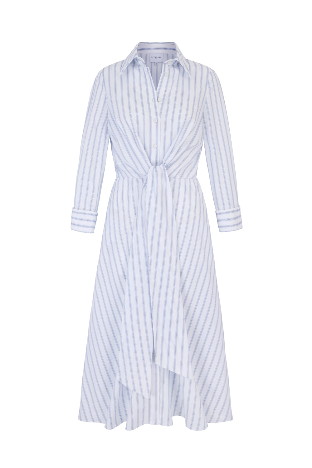 Load image into Gallery viewer, Priscilla 25 Striped Summer Shirt Dress White and Blue