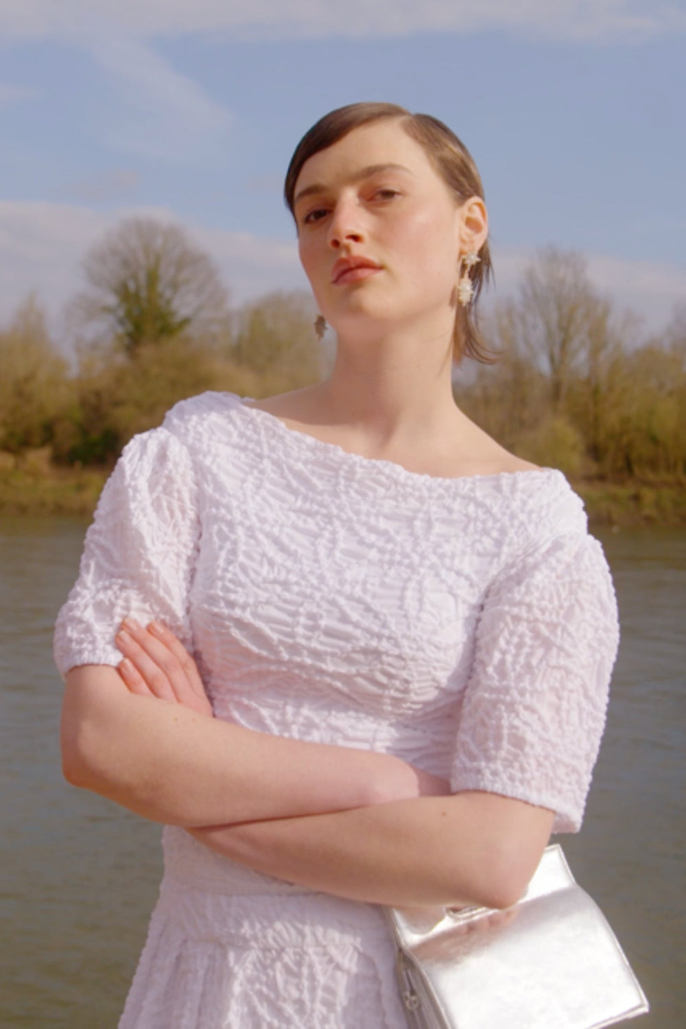 Load image into Gallery viewer, Darcy Smocked Cotton White Set