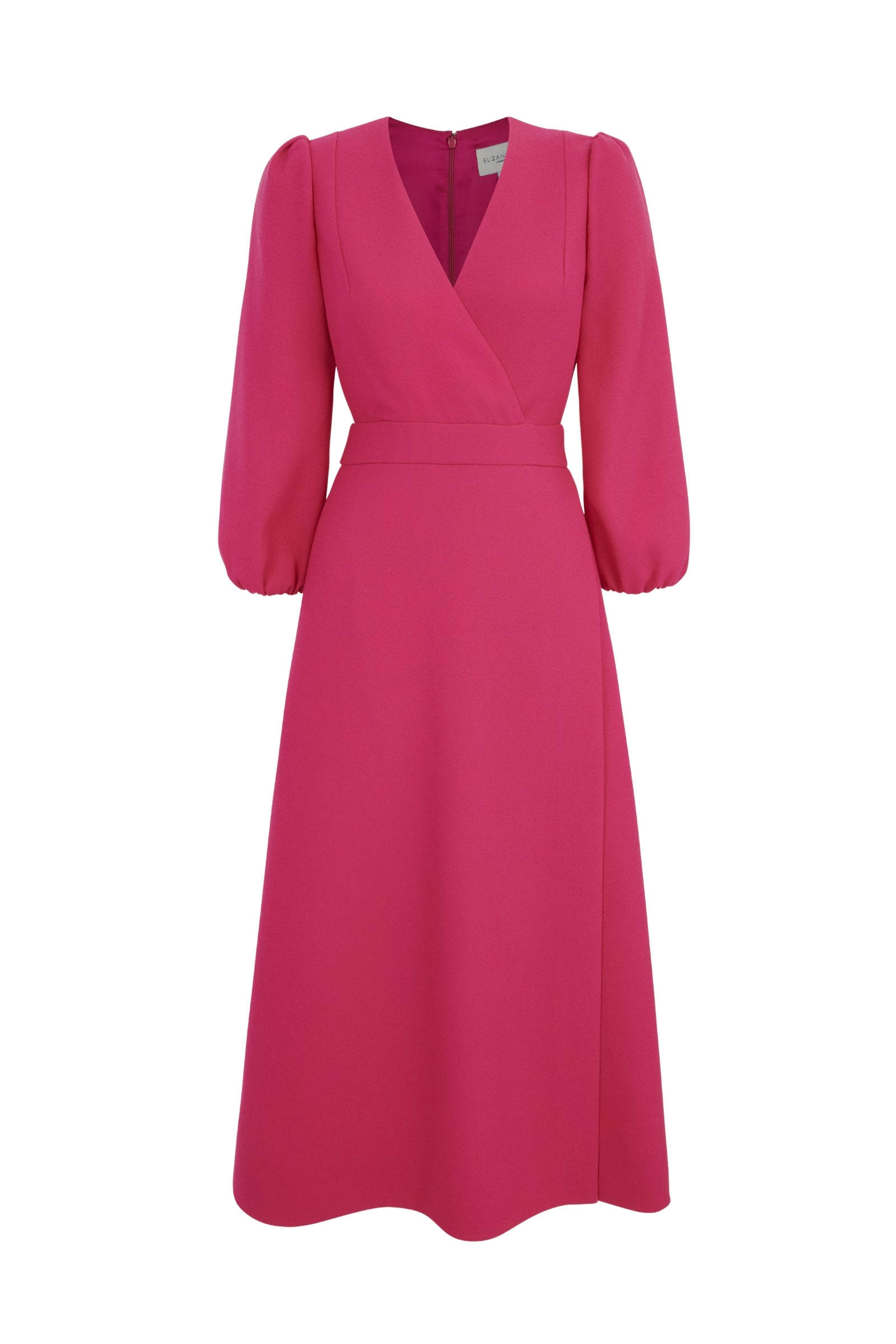 Clemmie Dress Wool Crepe Raspberry | Suzannah London