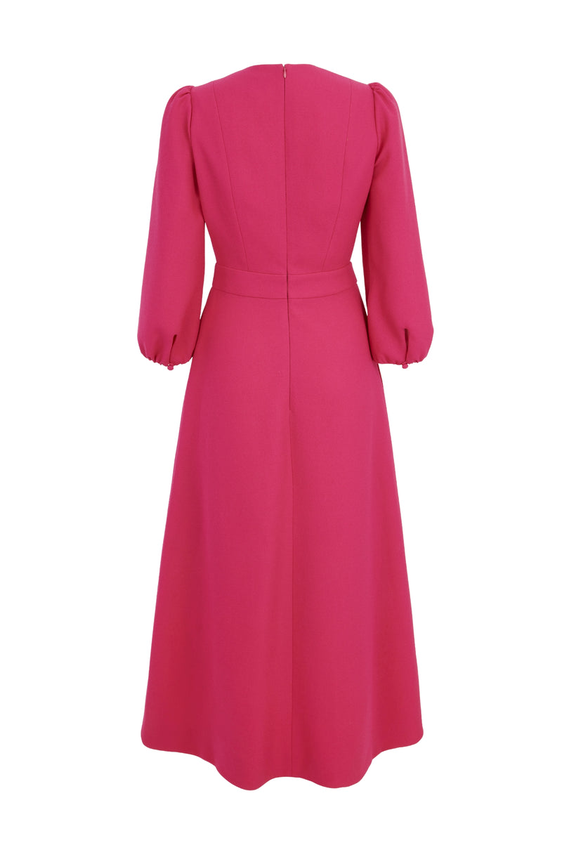 Load image into Gallery viewer, Clemmie Dress Wool Crepe Raspberry ARCHIVE SALE