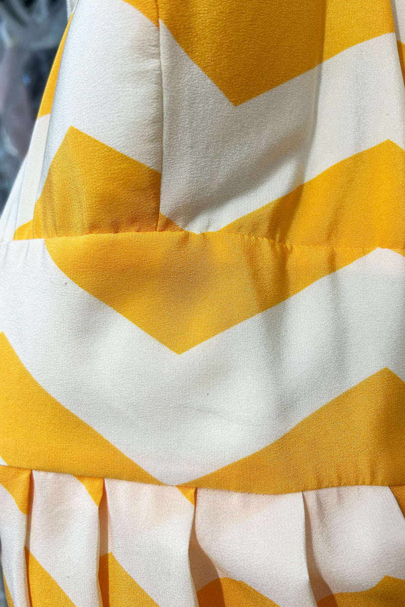 Load image into Gallery viewer, Palm Beach Halter Dress Yellow Chevron - ARCHIVE SALE