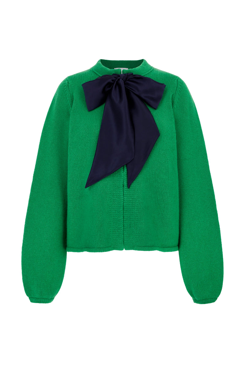 Fine Lambswool and Cashmere Cardigan Green