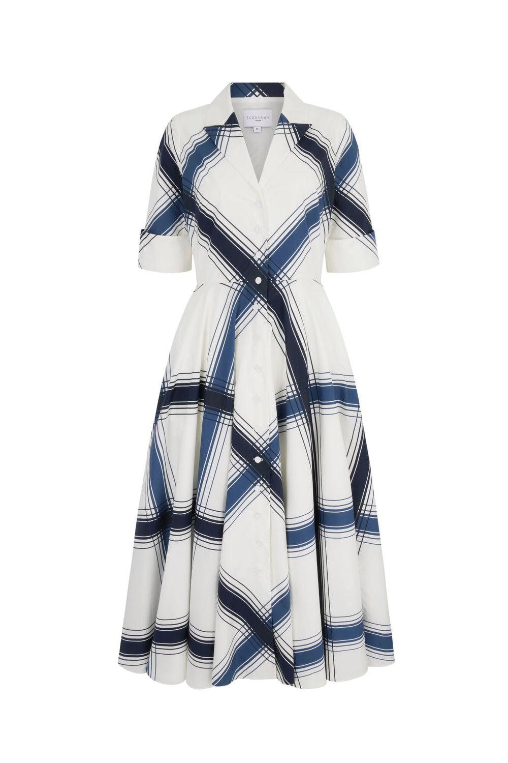 Load image into Gallery viewer, Edith Check Cotton Shirt Dress White