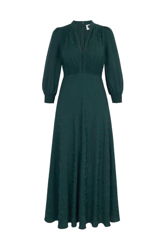 Gabriella Dress Geometric Jacquard Forest Green