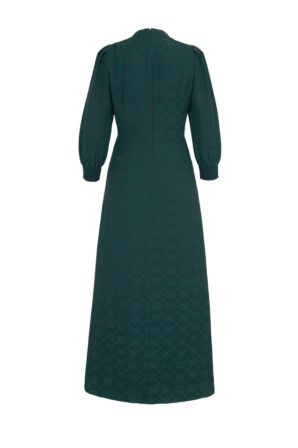 Load image into Gallery viewer, Gabriella Dress Geometric Jacquard Forest Green