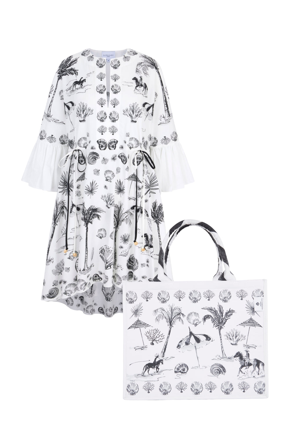 Load image into Gallery viewer, The Beach Horses Kaftan Dress &amp; Canvas Tote x Susannah Garrod