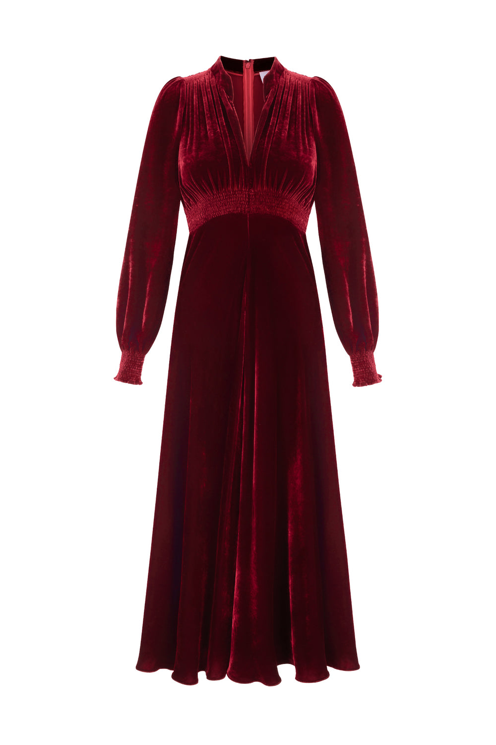 Load image into Gallery viewer, Velvet Grandad Dress Ruby