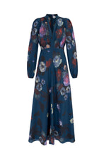 Load image into Gallery viewer, Baroque Silk Tea Dress Midnight Painterly Floral