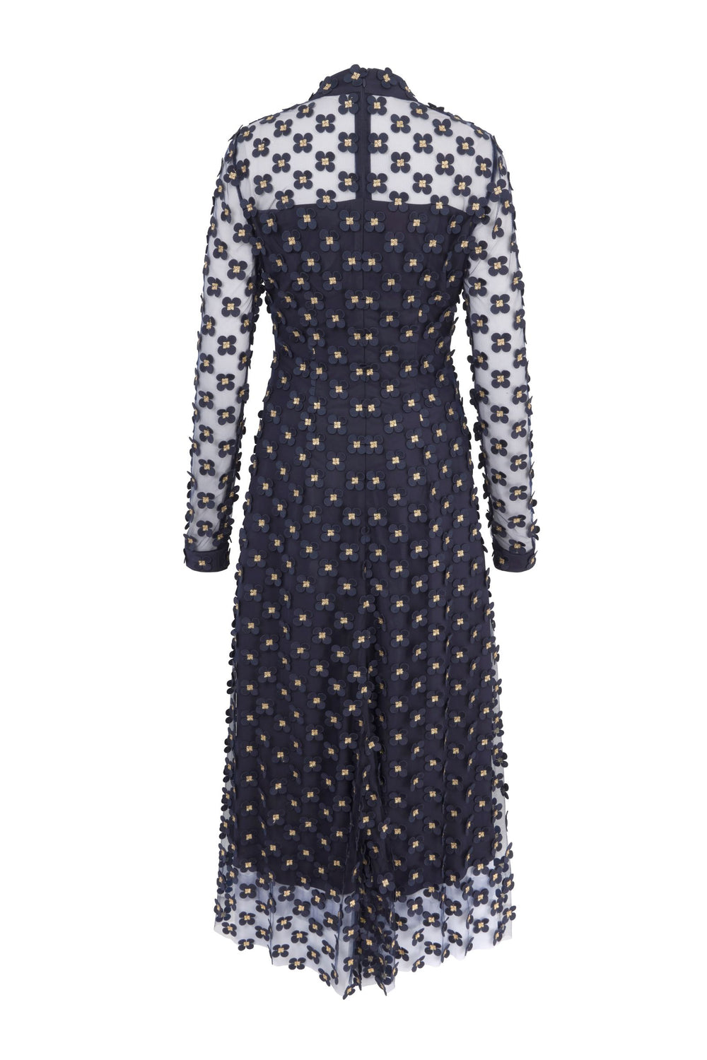 Load image into Gallery viewer, Keres Dress Navy Appliqué Daisy Lace