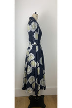 Load image into Gallery viewer, Edith Dark Navy Rose Cotton Shirt Dress ARCHIVE SALE