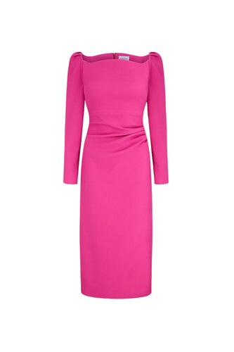 Halley Dress Stretch Crepe Hot Pink