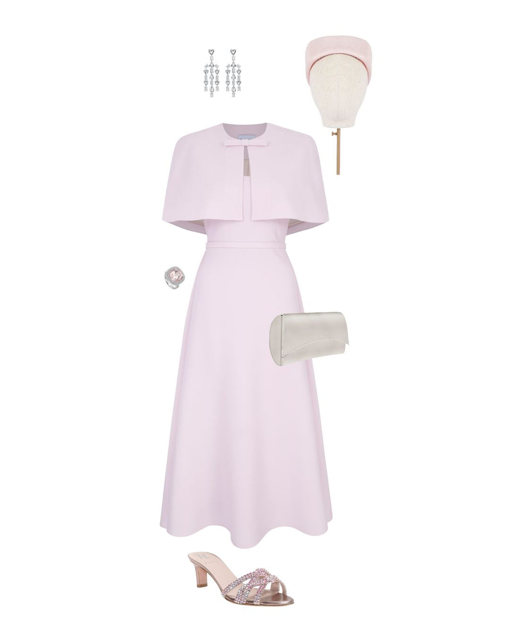 Load image into Gallery viewer, Cordelia Dress And Cape Set Frosted Pink Cloqué
