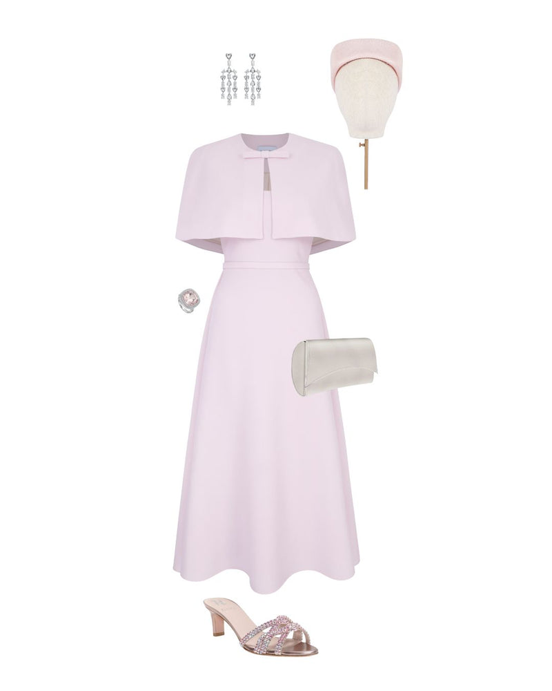 Load image into Gallery viewer, Cordelia Dress And Cape Set Frosted Pink Cloqué