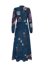 Load image into Gallery viewer, Baroque Silk Tea Dress Midnight Painterly Floral