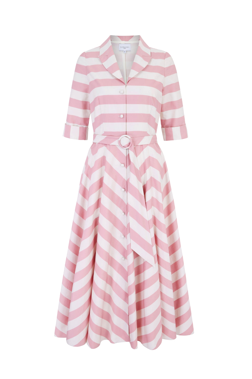 Load image into Gallery viewer, Edith Striped Cotton Shirt Dress Pink