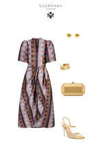 Load image into Gallery viewer, Delphine Dress Metallic Check