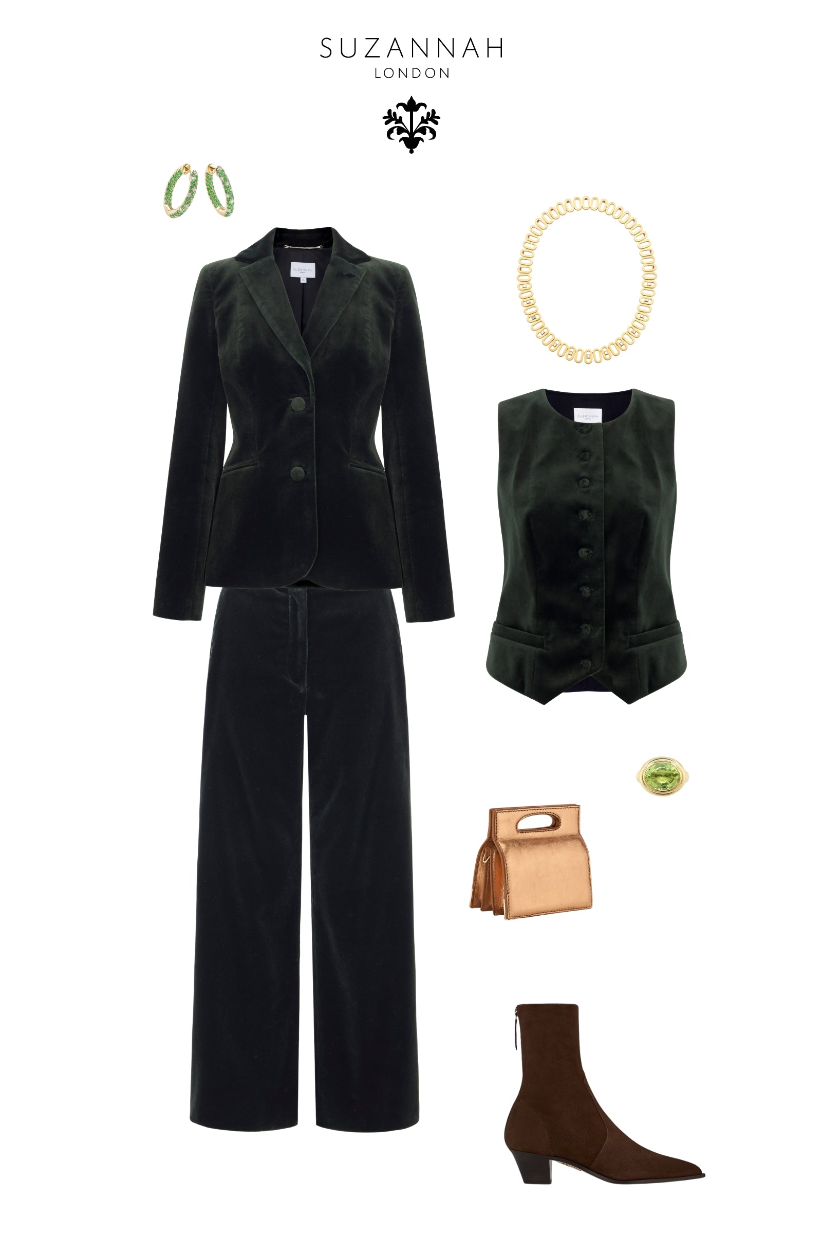 Brooklyn Olive Velvet Blazer | Luxury Women's Suiting | Suzannah
