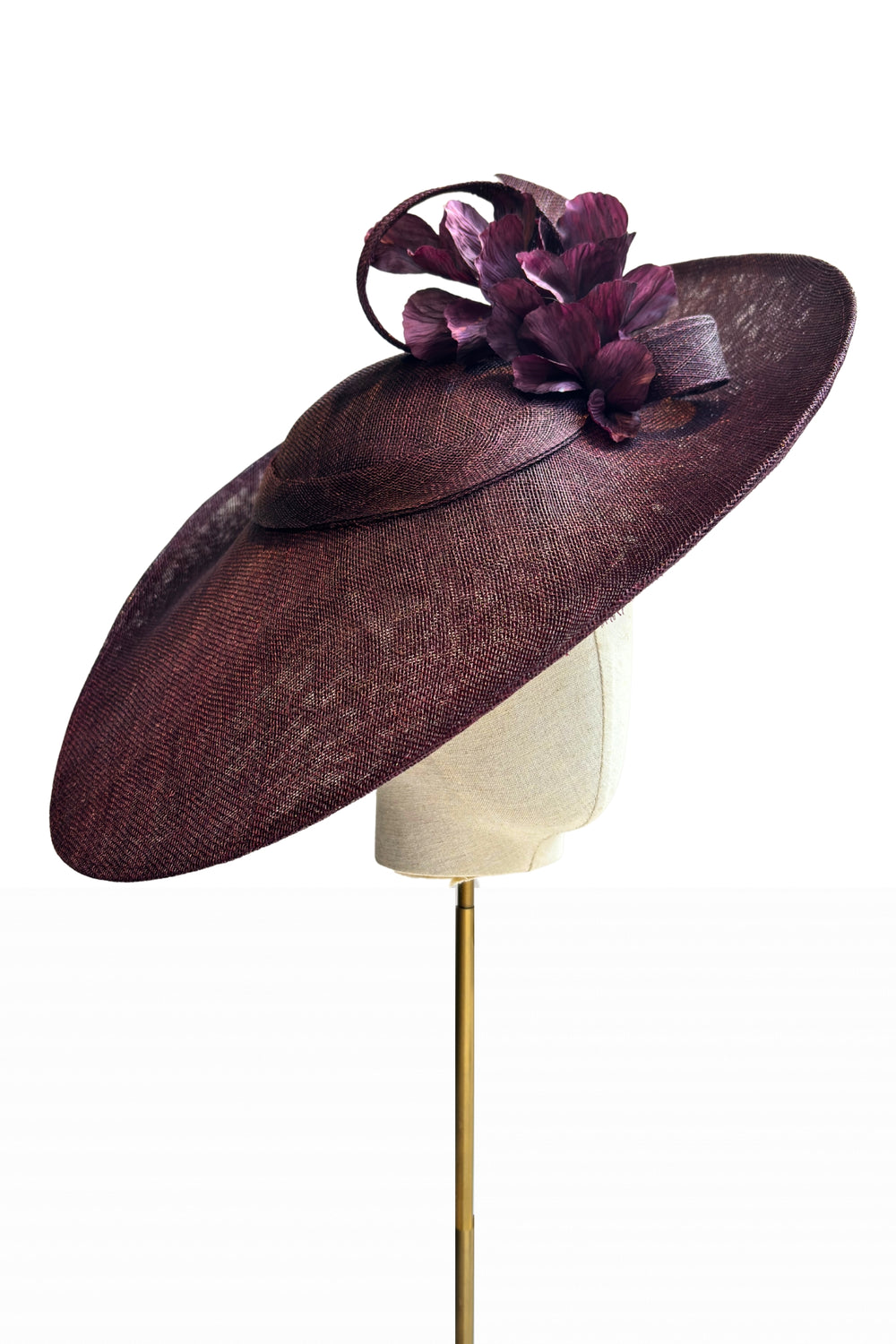 Load image into Gallery viewer, Bow Sidesweep Hat Aubergine x Juliette Botterill