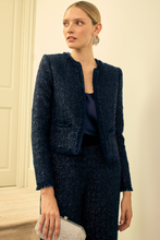 Load image into Gallery viewer, Edie Jacket Navy Metallic Tweed