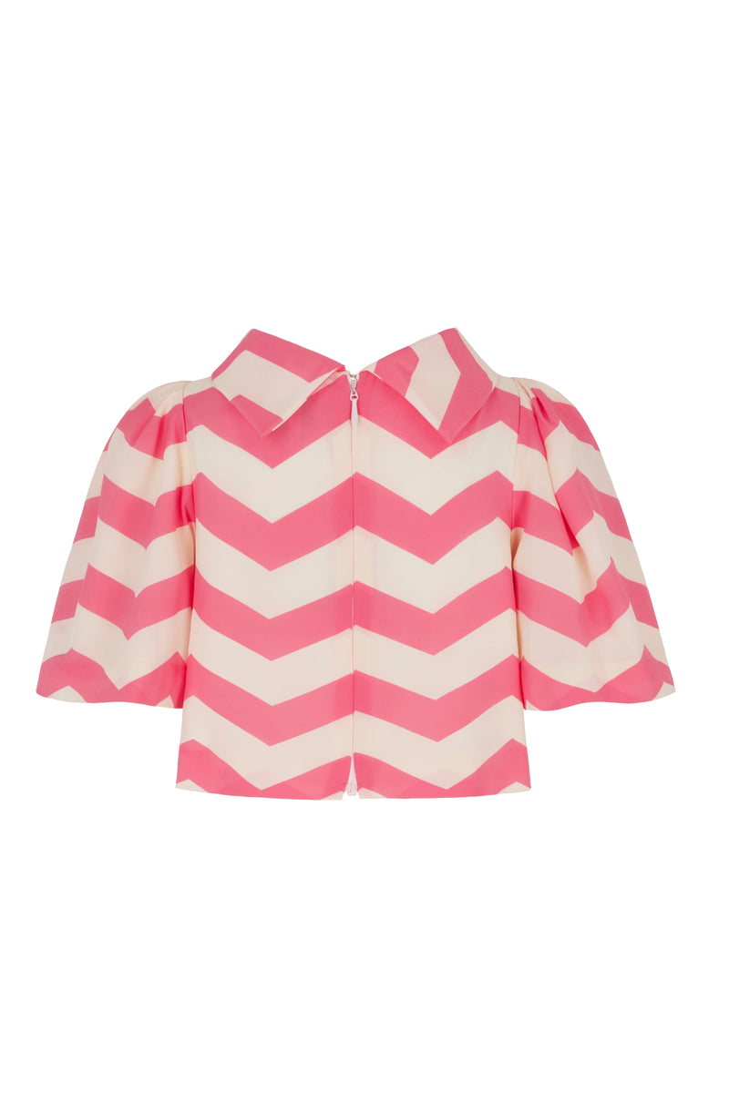 Load image into Gallery viewer, Palm Beach Clara Top Pink Chevron Silk - ARCHIVE SALE