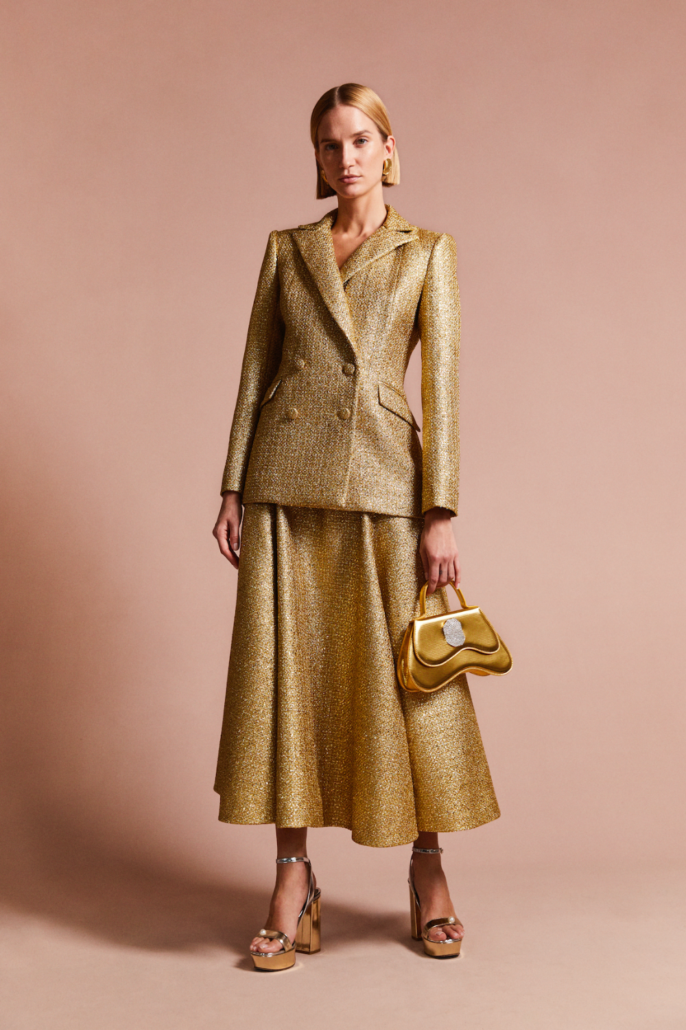 Load image into Gallery viewer, Rappalo Blazer Gold Tweed