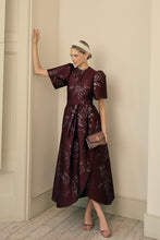 Load image into Gallery viewer, Delphine Dress Merlot Jacquard