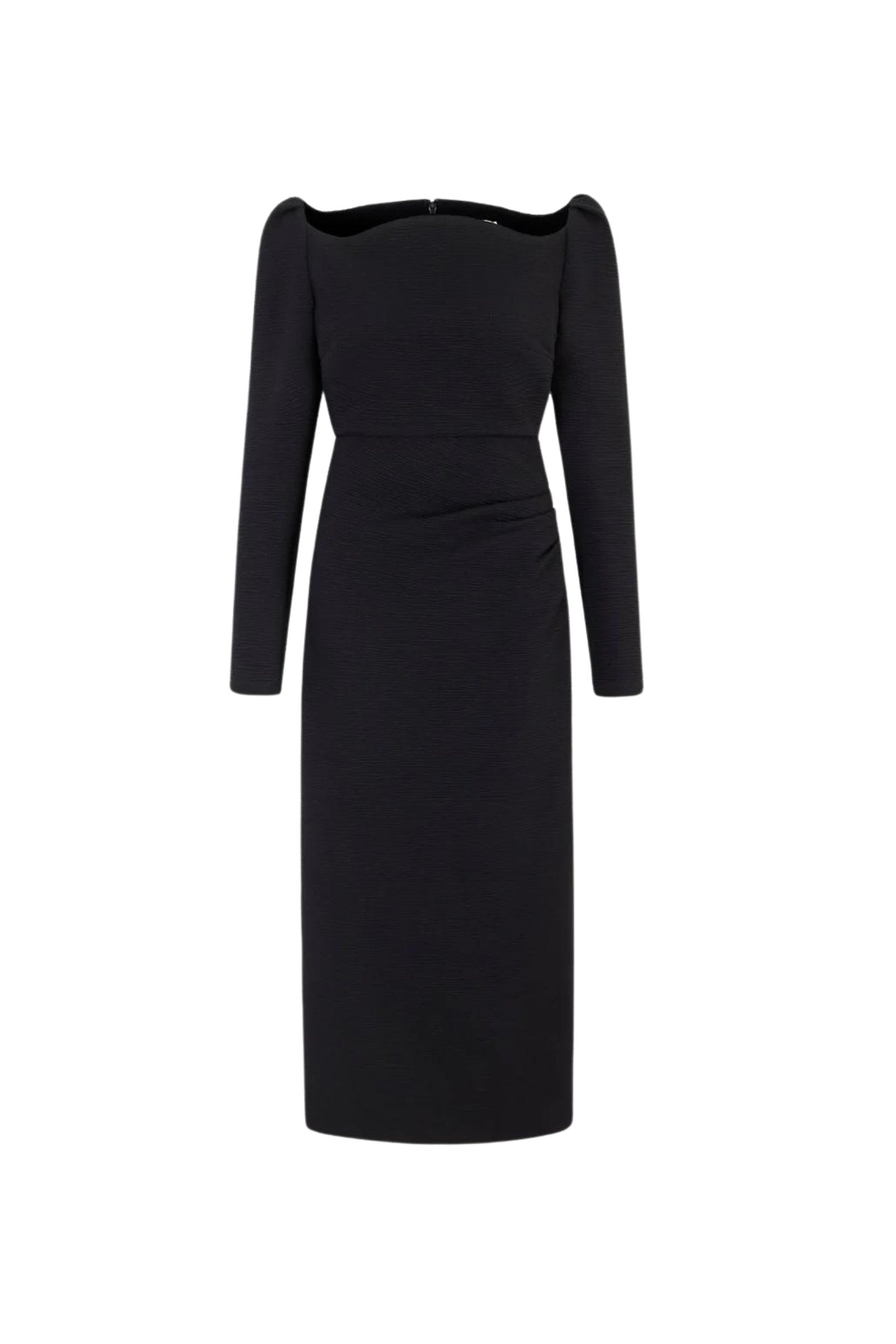 Suzannah London | Black Stretch Jersey Midi Length Long Sleeve Halley Dress | Luxury Evening Dress Suzannah London | Black Stretch Jersey Midi Length Long Sleeve Halley Dress | Luxury Evening Dress