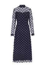 Load image into Gallery viewer, Keres Dress Navy Appliqué Daisy Lace