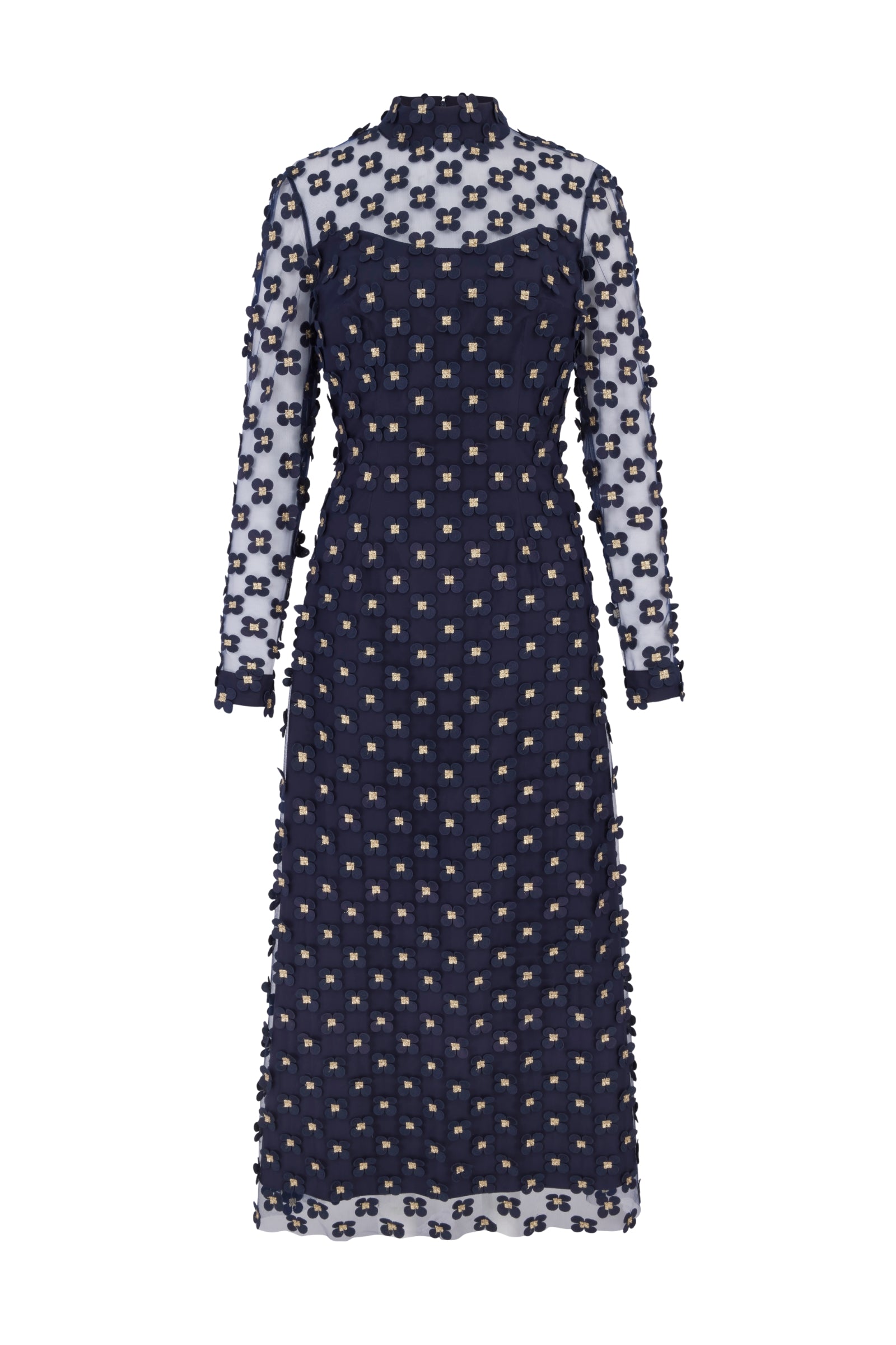 navy blue daisy dress Keres Dress Navy Appliqué Daisy Lace