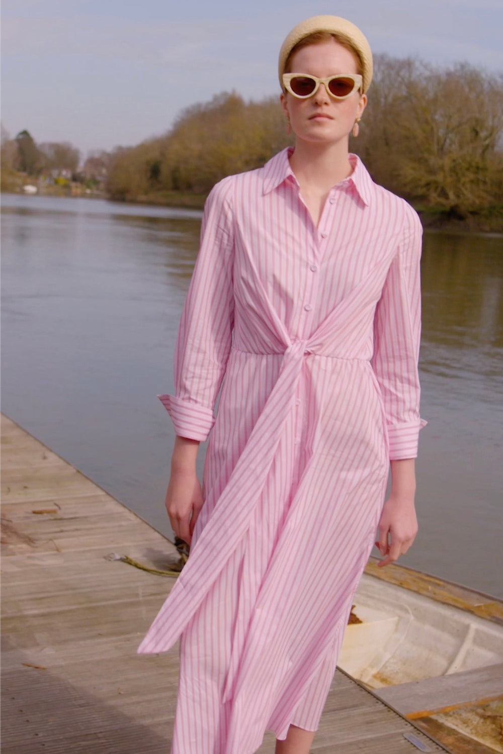 Load image into Gallery viewer, Priscilla 25 Striped Summer Shirt Dress Pink