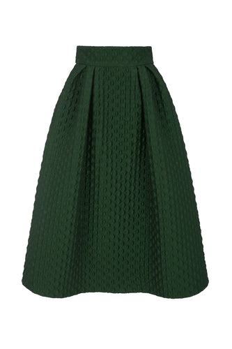 Remy 50s Midi Skirt Forest Green Diamond Cloqué