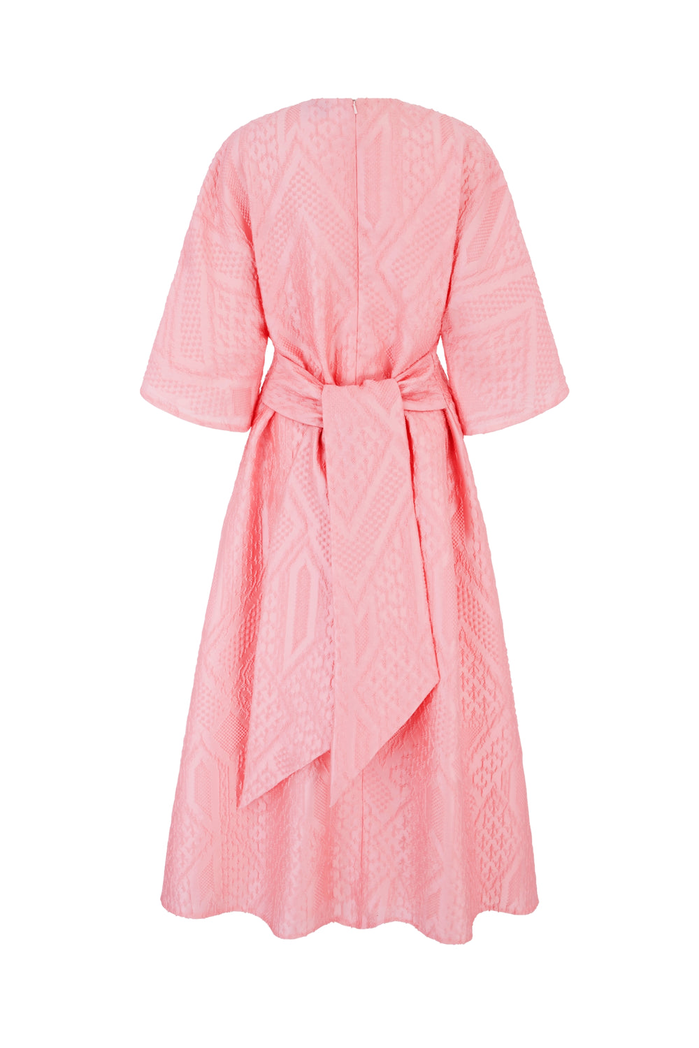 Load image into Gallery viewer, Katya Dress Coral Geometric Cloqué