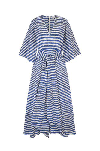 Katya Cotton Easy Dress Blue Ladders