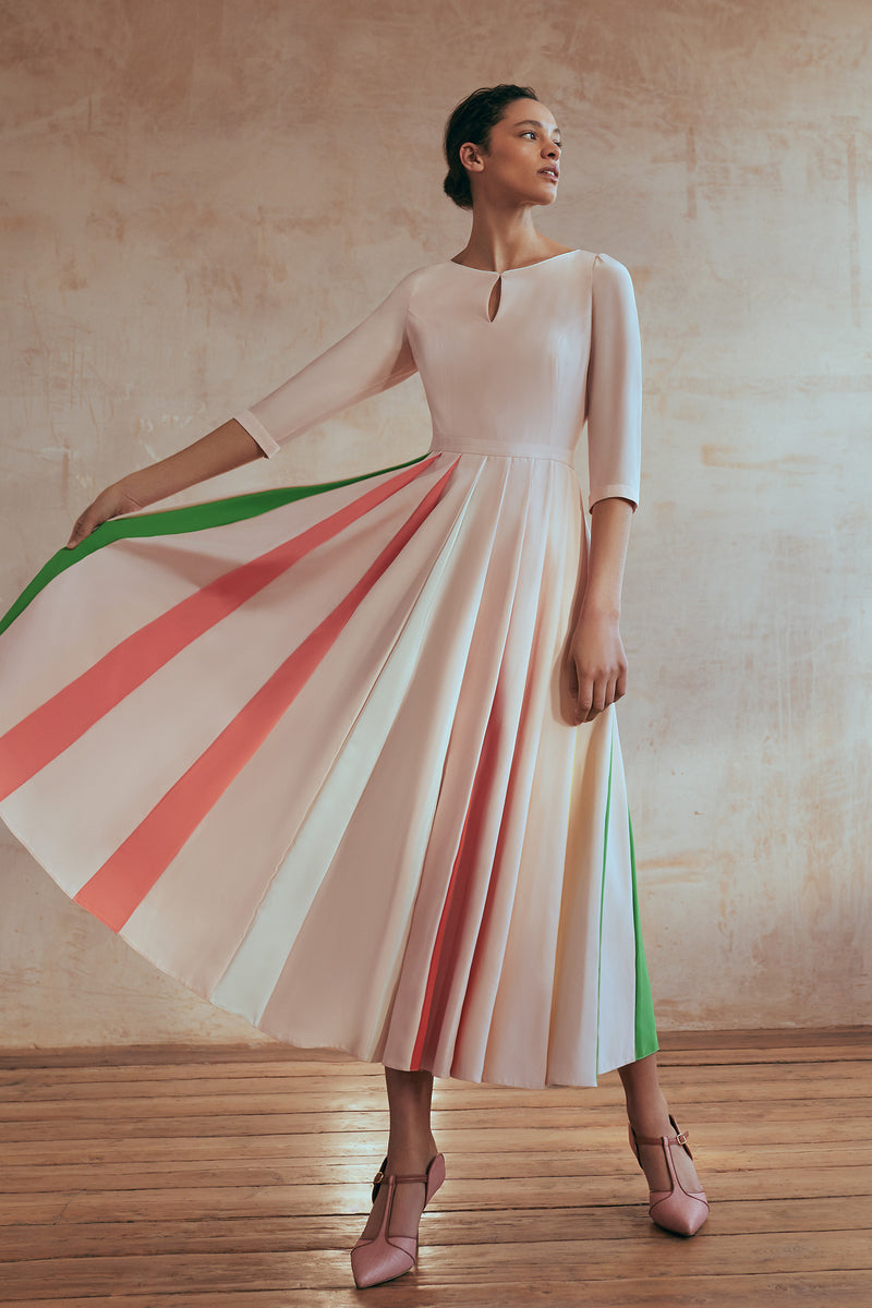 Load image into Gallery viewer, Boat Neck Rainbow Midi Dress - ARCHIVE SALE