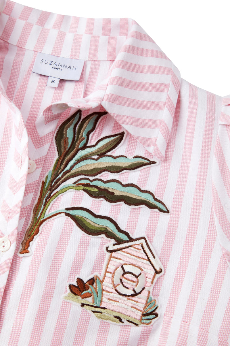 Load image into Gallery viewer, Beverley Pink Striped Mini Shirt Dress ARCHIVE SALE